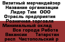 Визитный мерчандайзер › Название организации ­ Лидер Тим, ООО › Отрасль предприятия ­ Розничная торговля › Минимальный оклад ­ 15 000 - Все города Работа » Вакансии   . Татарстан респ.,Чистопольский р-н